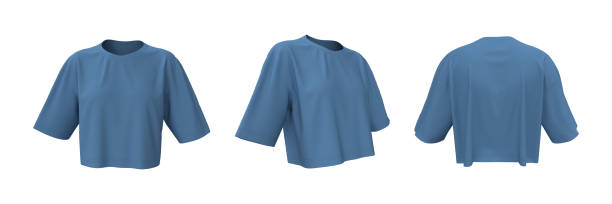 istock Blank crop t-shirt mockup in front, side and back views 1340904325