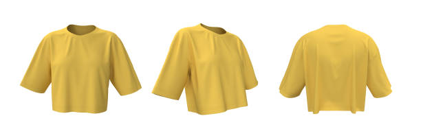 istock Blank crop t-shirt mockup in front, side and back views 1340904382