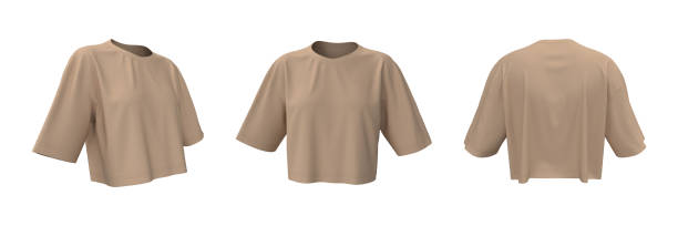 istock Blank crop t-shirt mockup in front, side and back views 1340904410