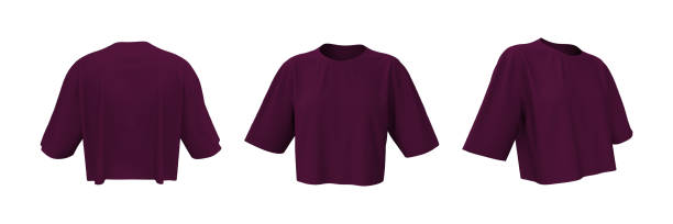 istock Blank crop t-shirt mockup in front, side and back views 1340904448