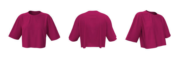 istock Blank crop t-shirt mockup in front, side and back views 1340904449