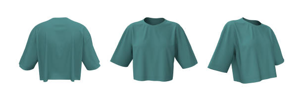 Blank crop t-shirt mockup in front, side and back views