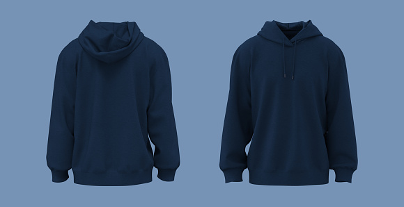 Oversized hooded sweatshirt mockup for print, 3d rendering, 3d illustration