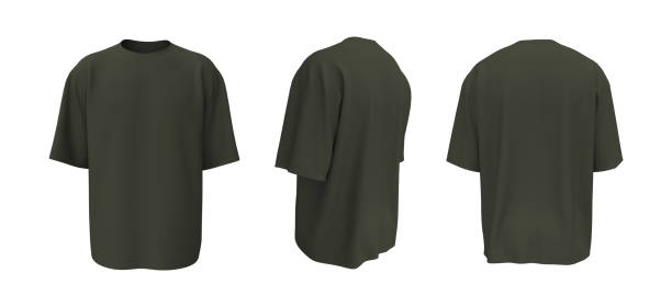 istock Oversized t-shirt mockup in front, side and back views 1340905291