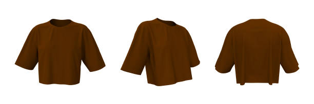 istock Blank crop t-shirt mockup in front, side and back views 1340905416