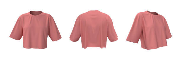istock Blank crop t-shirt mockup in front, side and back views 1340905430