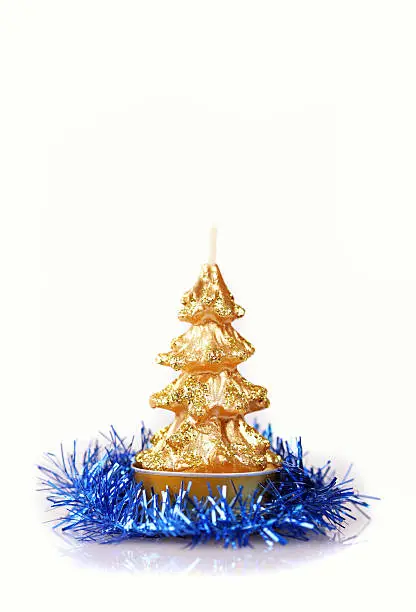 Mini christmas tree - candle -  in gold color