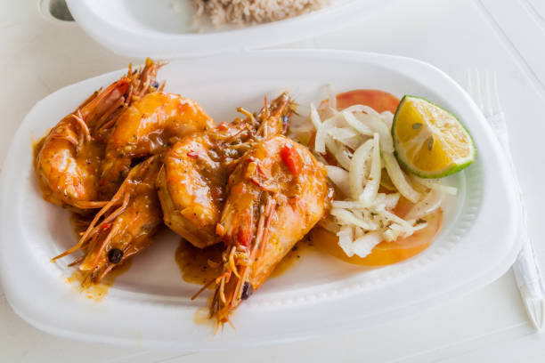 istock Small plate of prawns at Mercado de Mariscos (Seafood Market) in Panama Ci 1340908041