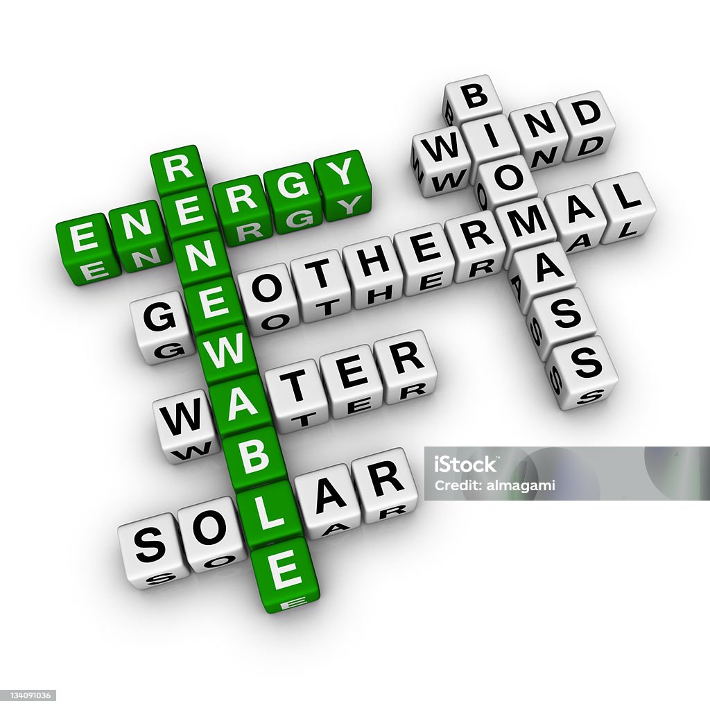 Mots croisés d'énergie renouvelables - Photo de Alimentation électrique libre de droits
