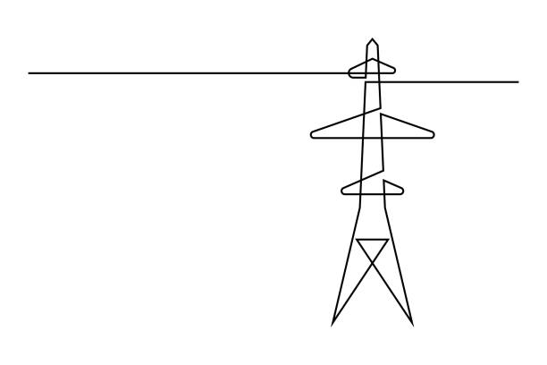 Power line vector art illustration