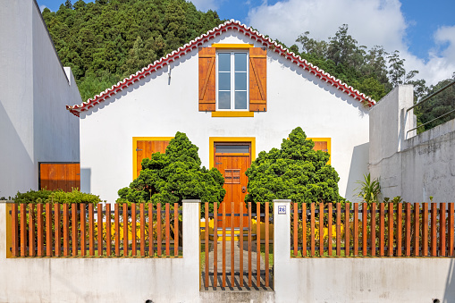 Well kept town house in Furnas on the Portuguese Azorean Island San Miguel in the center of the North Atlantic Ocean.