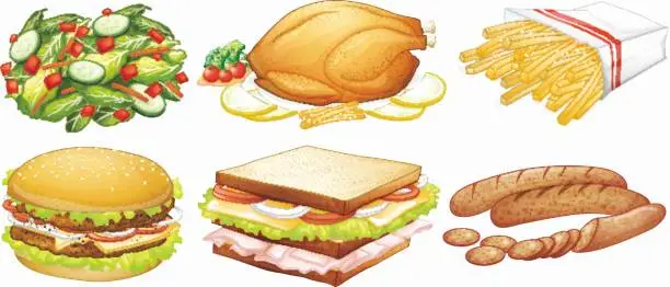 Vector illustration of Vector illustrations for various food