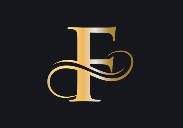 ilustrações de stock, clip art, desenhos animados e ícones de f letter initial luxurious logo template. f logo golden concept. f letter logo with golden luxury color and monogram design. - f