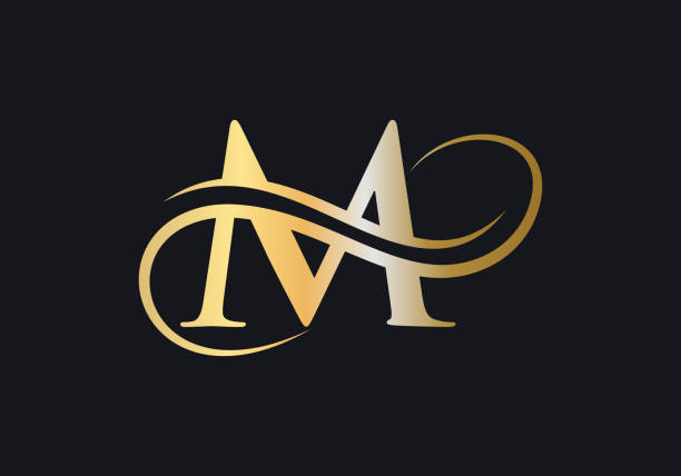 stockillustraties, clipart, cartoons en iconen met m letter initial luxurious logo template. m logo golden concept. m letter logo with golden luxury color and monogram design. - letter m
