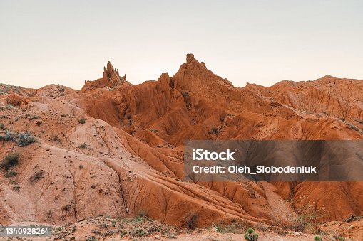 istock Scenic view of canyon in Kyrgyzstan at sunset 1340928264