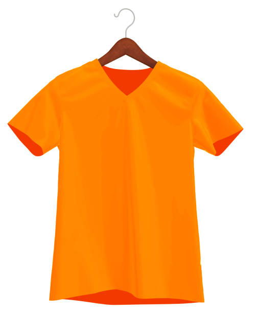 istock T-shirt orange on clothes hook mockup 1340929350