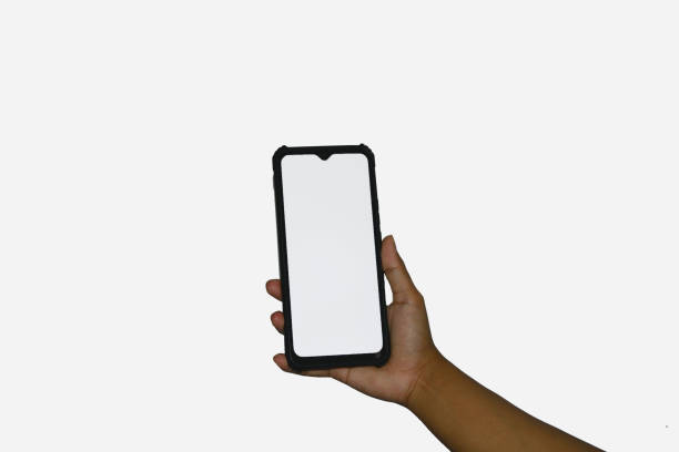istock Human hand holding smartphone with a blank screen 1340931756