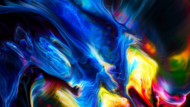 istock Fluide liquide art acrylic oil paints texture. Backdrop abstract mixing paint effect. Liquid colored acrylic artwork flows splashes. Fluid art texture overflowing colors 1340933415