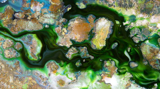 istock Fluide liquide art acrylic oil paints texture. Backdrop abstract mixing paint effect. Liquid colored acrylic artwork flows splashes. Fluid art texture overflowing colors 1340933446