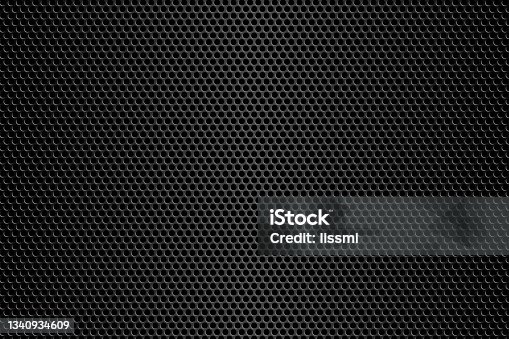 istock Dark metallic carbon texture. Metal steel grid background. 1340934609