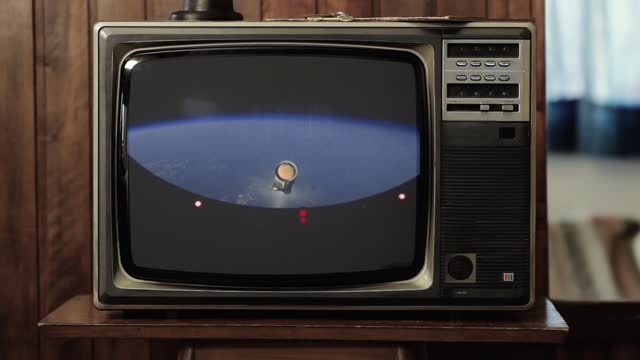 Mission to the Moon, Apollo Rocket Stage Separation as Seen on a Retro TV. Elements of this video furnished by NASA.