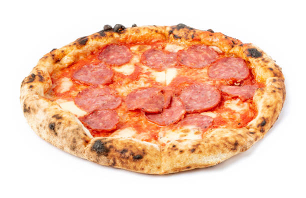 istock Pepperoni pizza isolated on white background 1340941364