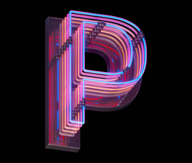 istock 3d lines colorful neon font. 1340941763