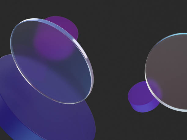 istock 3D rendered round shapes in semi-transparent material on a dark background. Illustration of abstract cubes, geometry, or minimalism. Visualization of illusion and backgrounds. 1340941801