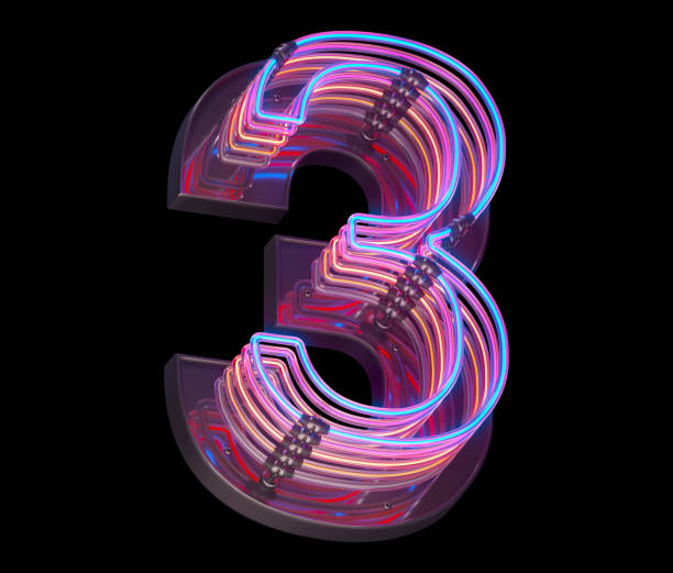 istock 3d lines colorful neon font. 1340941819