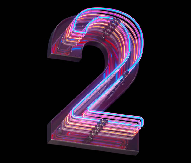 istock 3d lines colorful neon font. 1340941839