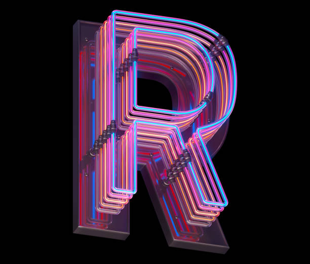 3d lines colorful neon font.