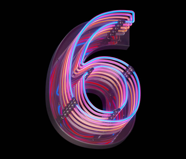 istock 3d lines colorful neon font. 1340941905