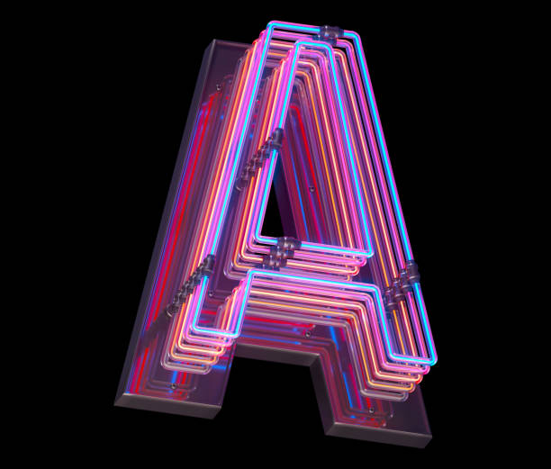 istock 3d lines colorful neon font. 1340942509