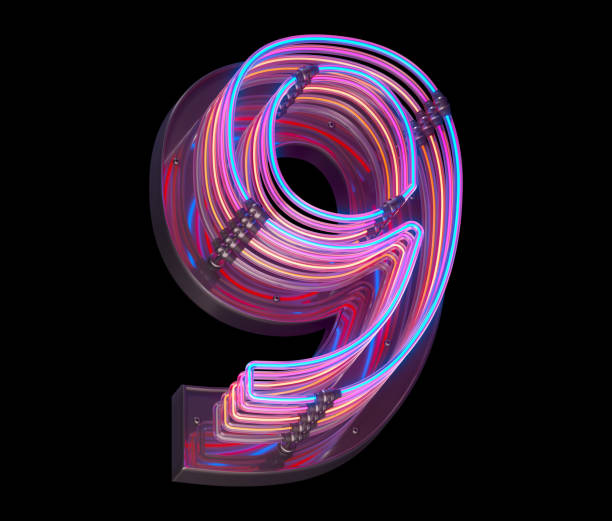 istock 3d lines colorful neon font. 1340942518