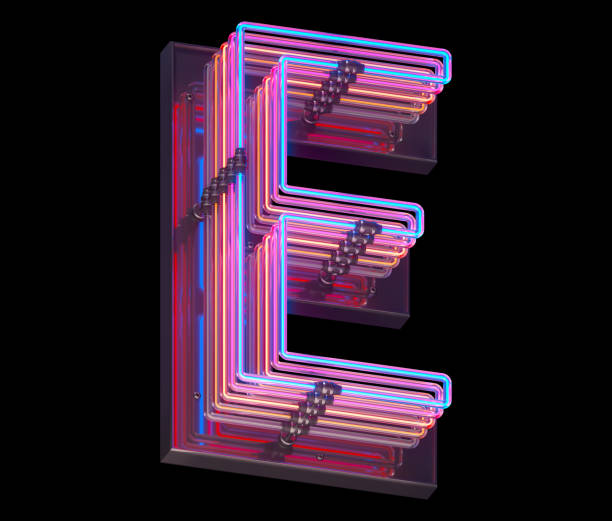 istock 3d lines colorful neon font. 1340942527