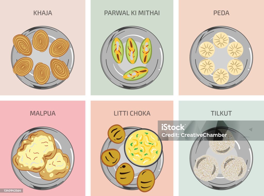 Indian Bihari Food Litti Chokha Malpua Lunch Dinner And Breakfast Stock Illustration - Download Image Now - iStock Indian Bihari Food Litti Chokha Malpua Lunch Dinner And Breakfast Stock Illustration - Download Image Now - iStock