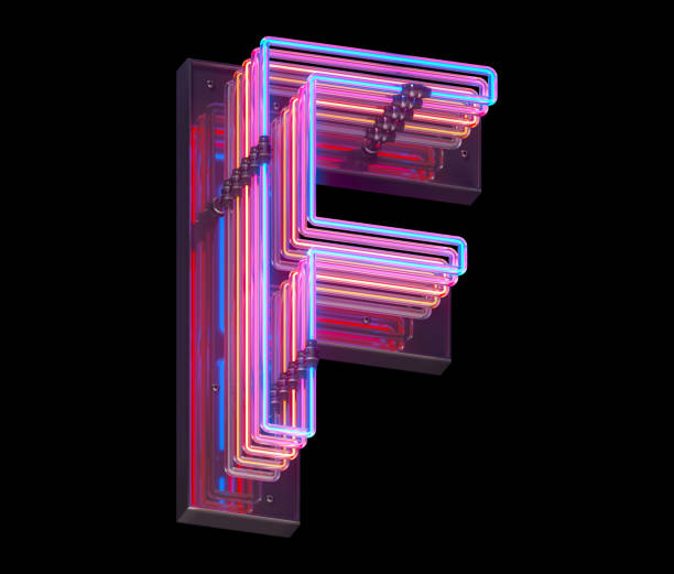 istock 3d lines colorful neon font. 1340942626