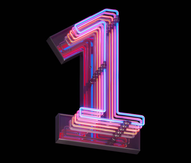 istock 3d lines colorful neon font. 1340942661
