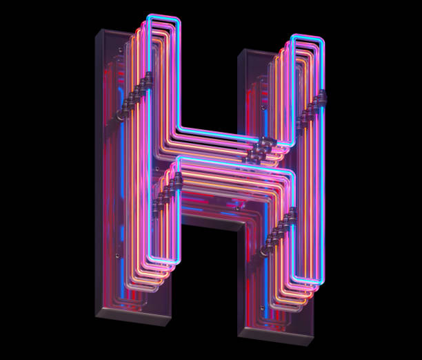 istock 3d lines colorful neon font. 1340942695