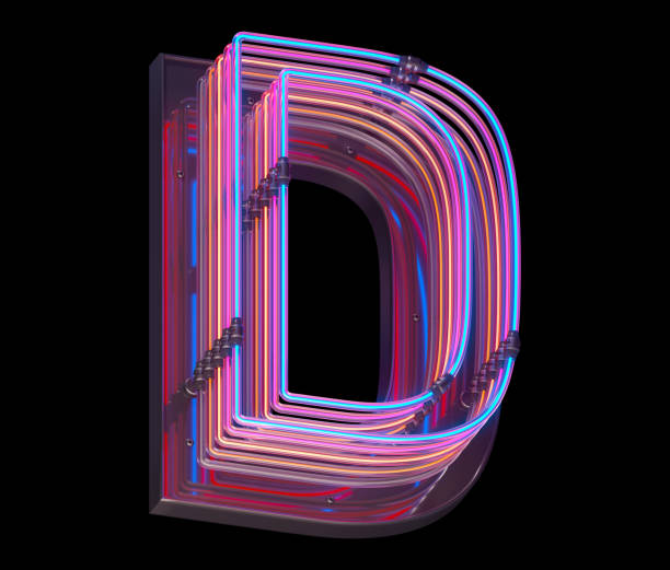 istock 3d lines colorful neon font. 1340942710