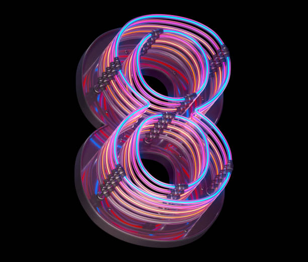 istock 3d lines colorful neon font. 1340942775