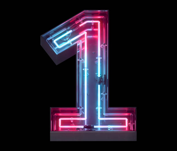 istock Metal neon mirror font. Ultraviolet light. 1340943066