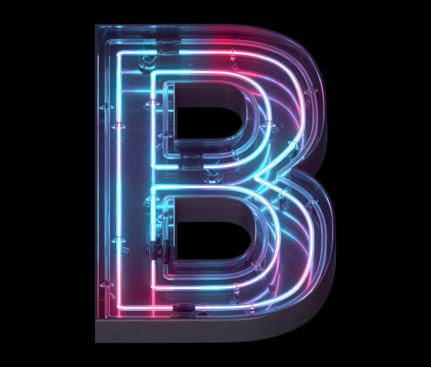 istock Metal neon mirror font. Ultraviolet light. 1340943170
