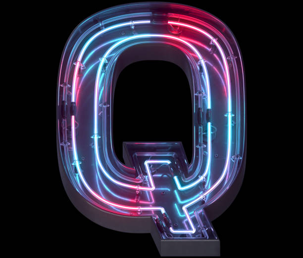 istock Metal neon mirror font. Ultraviolet light. 1340943193