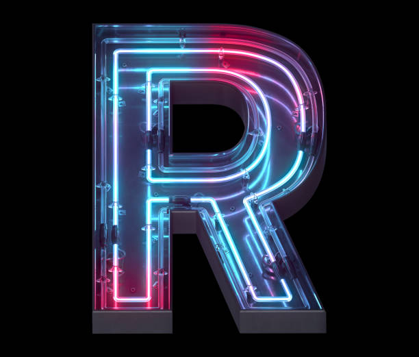 istock Metal neon mirror font. Ultraviolet light. 1340943965