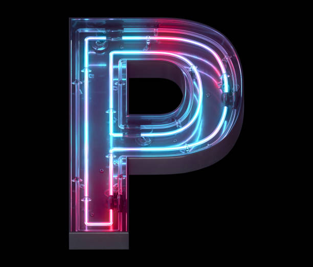 istock Metal neon mirror font. Ultraviolet light. 1340944004