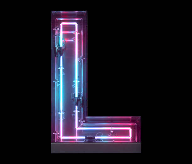 istock Metal neon mirror font. Ultraviolet light. 1340944071