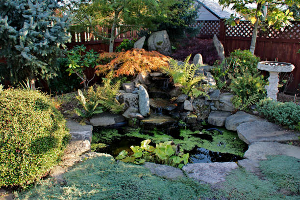 istock Garden Waterfall in Autumn Season 1340944277