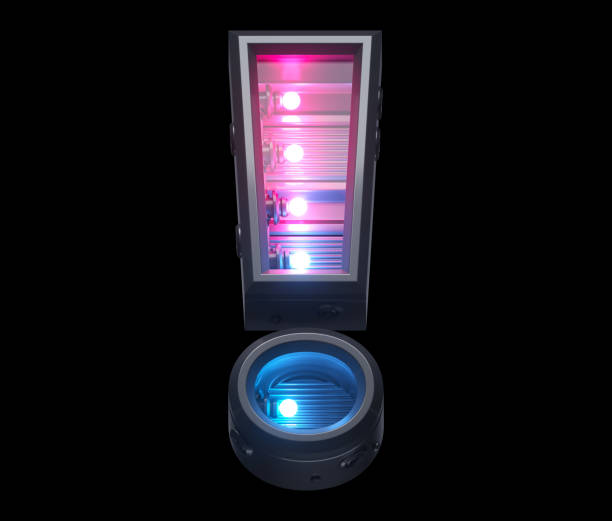 istock Ultraviolet lamp futuristic font. 1340944361