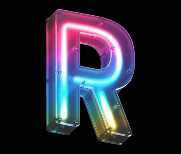 istock Glowing neon under matte glass. Font. 1340946446